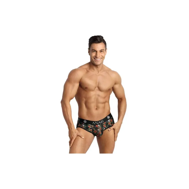 Slip bikini uomo Anais Men Power Jock con stampa teschio e rose, taglio glutei aperti, morbido modal