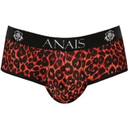 Men's open back swim brief ANAIS MEN JOCK in red microfibre with tribal print - size XL