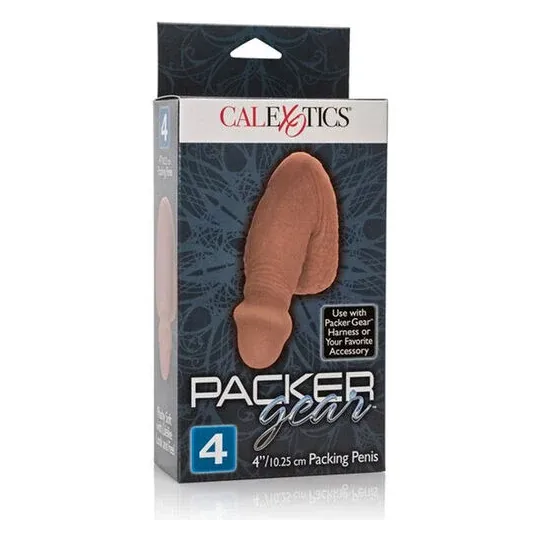 Packer realistico CALEXOTICS marrone 12,75 cm con scroto texturato e materiale TPR flessibile.