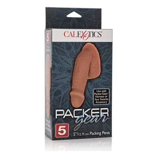 Packing pene realistico marrone 14,5 cm Calexotics in TPR con scroto texture