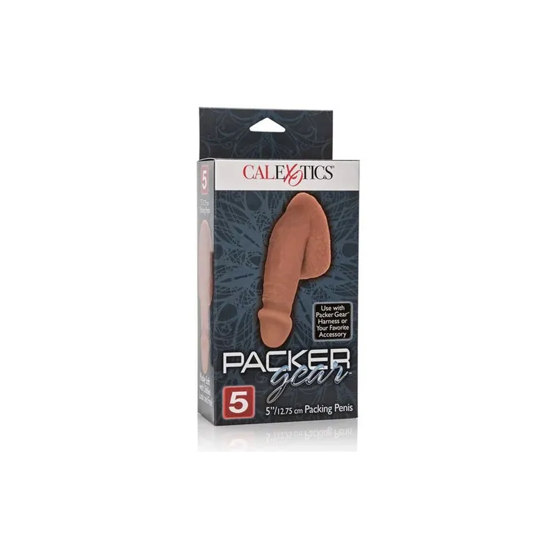 Packing pene realistico marrone 14,5 cm Calexotics in TPR con scroto texture