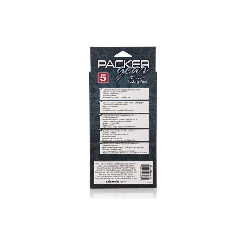 Packing pénis réaliste marron Calexotics 14,5 cm en TPR souple avec scrotum texturé