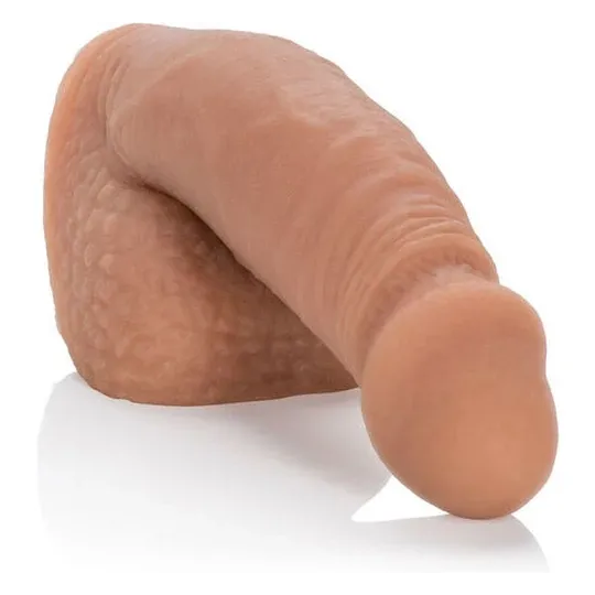 Realistischer Penis Packer braun 14,5 cm Calexotics aus TPR mit strukturiertem Skrotum