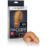 Packer in silicone morbido CalExotics colore caramello con base da imbracatura sicura per uso quotidiano discreto