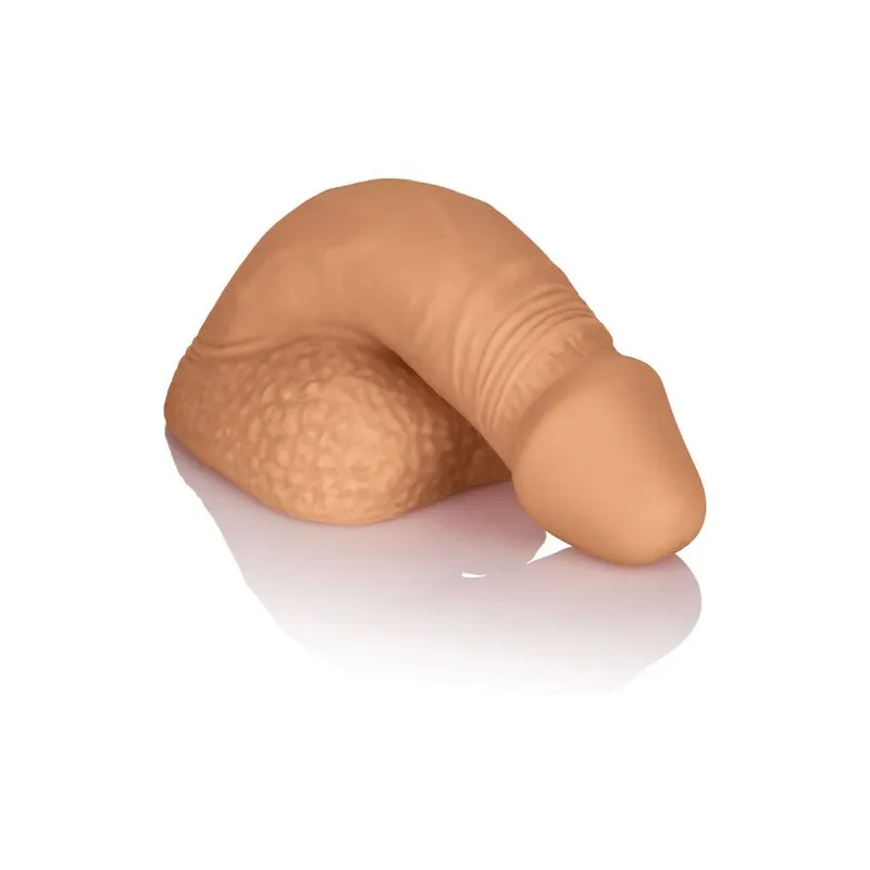 CalExotics soft silicone packer in caramel color with secure harness base for daily discreet wear