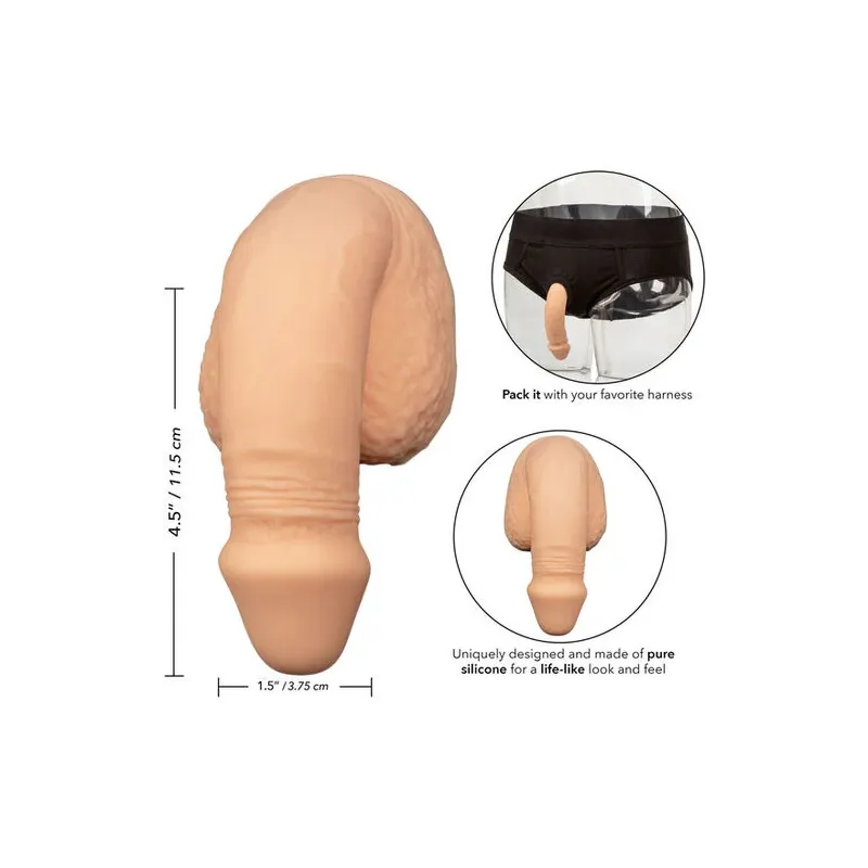 Weicher realistischer Silikon-Penispacker in Hautfarbe 12.75 cm, Calexotics, Harness-Basis
