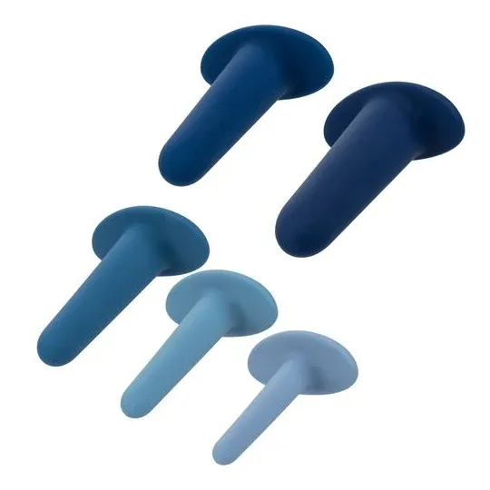 Set d'entraînement anal progressif Calexotics 5 pièces en silicone lisse, tailles croissantes pour découverte anale progressive.