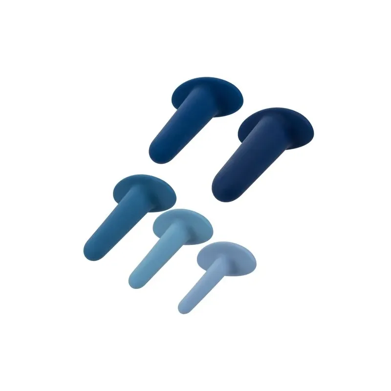 Set d'entraînement anal progressif Calexotics 5 pièces en silicone lisse, tailles croissantes pour découverte anale progressive.