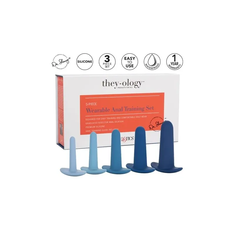 Set d'entraînement anal progressif Calexotics 5 pièces en silicone lisse, tailles croissantes pour découverte anale progressive.