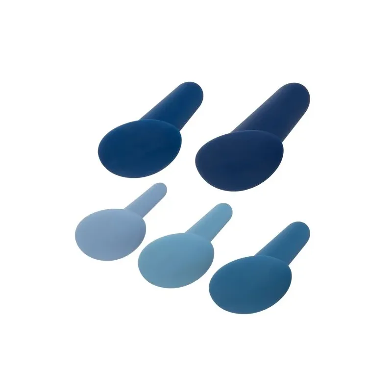 Set d'entraînement anal progressif Calexotics 5 pièces en silicone lisse, tailles croissantes pour découverte anale progressive.