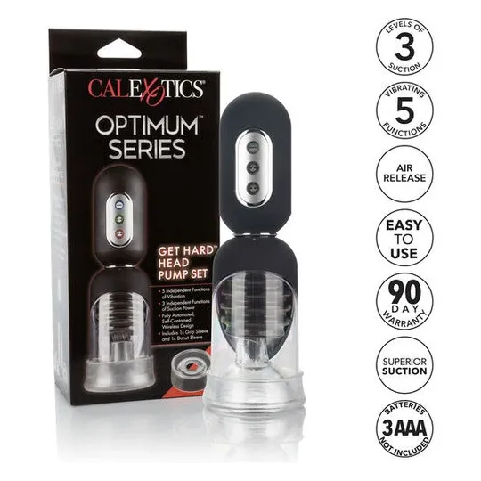 Pompe automatique Calexotics GET tête dure noire, avec anneaux interchangeables et 3 niveaux d'aspiration.