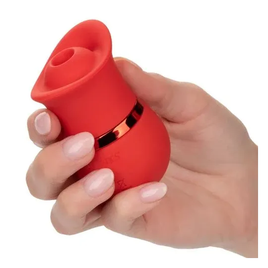 Vibreur et stimulateur à succion Calexotics French Kiss Suck & Play en silicone rose, rechargeable USB, 24 fonctions de plaisir.