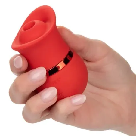 Vibreur et stimulateur à succion Calexotics French Kiss Suck & Play en silicone rose, rechargeable USB, 24 fonctions de plaisir.