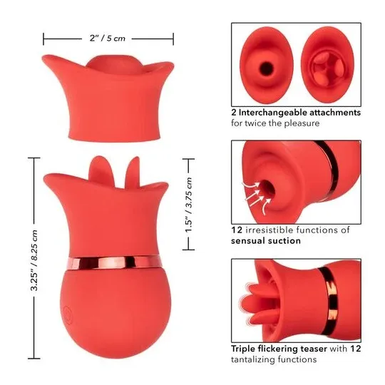 Calexotics French Kiss Suck & Play Vibrator und Saugstimulator aus weichem Silikon, wiederaufladbar, 24 Funktionen für doppelte 