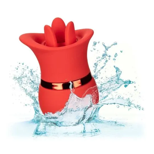 Vibreur et stimulateur à succion Calexotics French Kiss Suck & Play en silicone rose, rechargeable USB, 24 fonctions de plaisir.