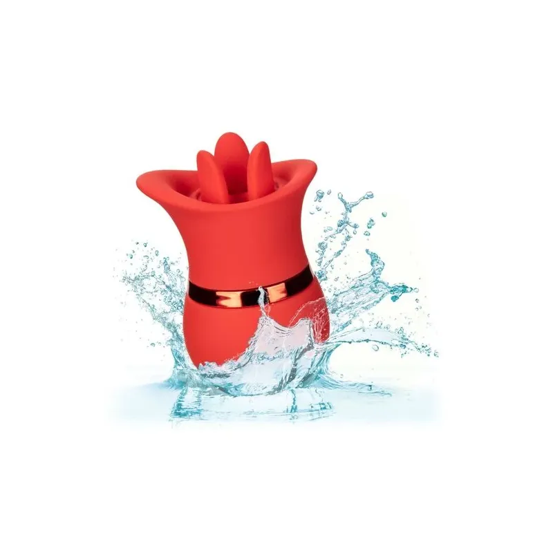 Vibreur et stimulateur à succion Calexotics French Kiss Suck & Play en silicone rose, rechargeable USB, 24 fonctions de plaisir.
