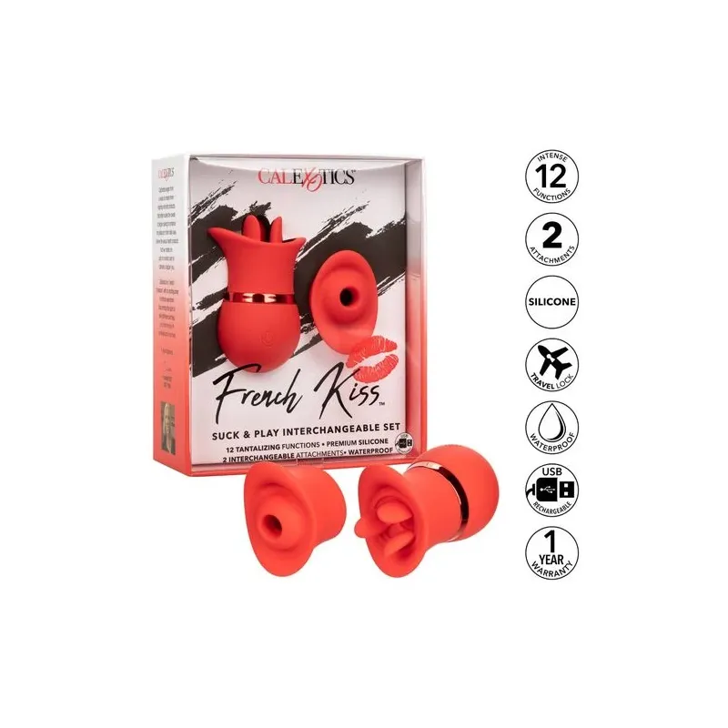 Calexotics French Kiss Suck & Play vibrator and suction stimulator in soft silicone, rechargeable, dual pleasure with 24 functio