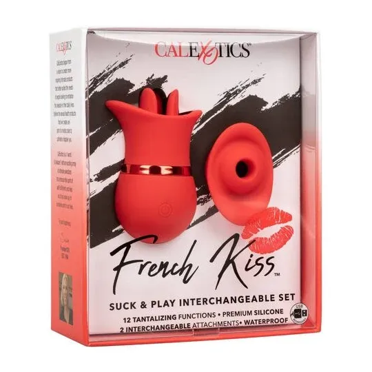 Vibratore e stimolatore a suzione Calexotics French Kiss Suck & Play in silicone morbido, ricaricabile, 24 funzioni per doppio p