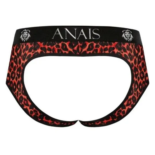 Herren Slip mit offenem Po ANAIS MEN JOCK aus roter Mikrofaser mit Tribal-Print - Größe XL