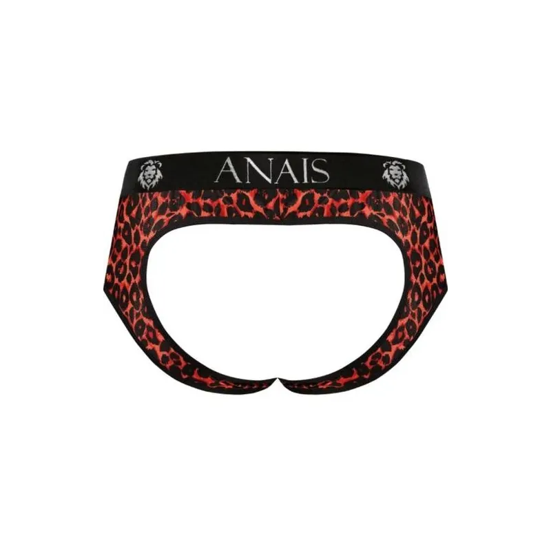 Slip da bagno uomo aperto sul retro ANAIS MEN JOCK in microfibra rossa con stampa tribale - taglia XL