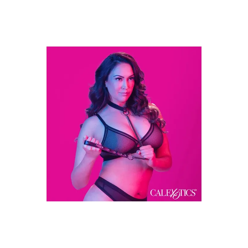 CALEXOTICS Euphoria convertible collar lead large size velvet interior vegan leather black