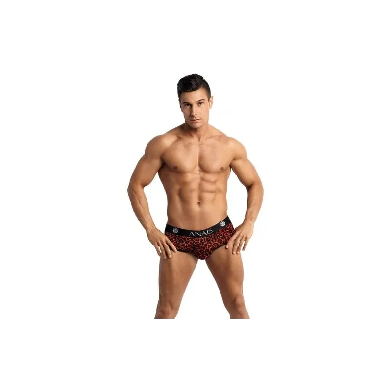 Slip da bagno uomo aperto sul retro ANAIS MEN JOCK in microfibra rossa con stampa tribale - taglia XL