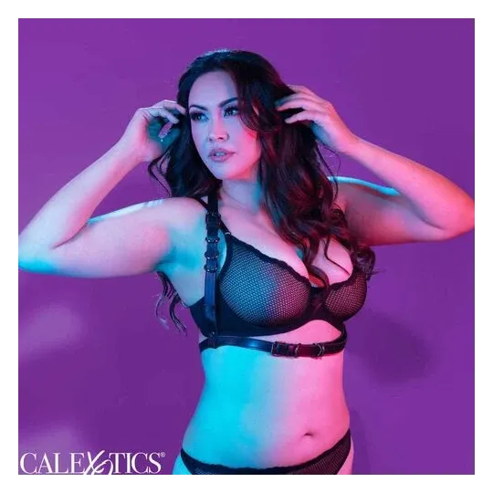 CalExotics Euphoria imbracatura collare taglia grande nero con fibbia regolabile e interno velluto.