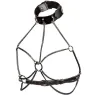 Imbracatura collana a catene nero CALEXOTICS taglia forte, interno velluto, esterno pelle vegana, fibbia regolabile.