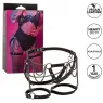 Harnais de cuisse multichaînes CALEXOTICS en cuir végétalien noir, doublure velours, sangles réglables.