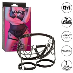 Harnais de cuisse multichaînes premium grande taille CALEXOTICS, cuir végétalien noir, boucles réglables", "en": "CALEXOTICS pre