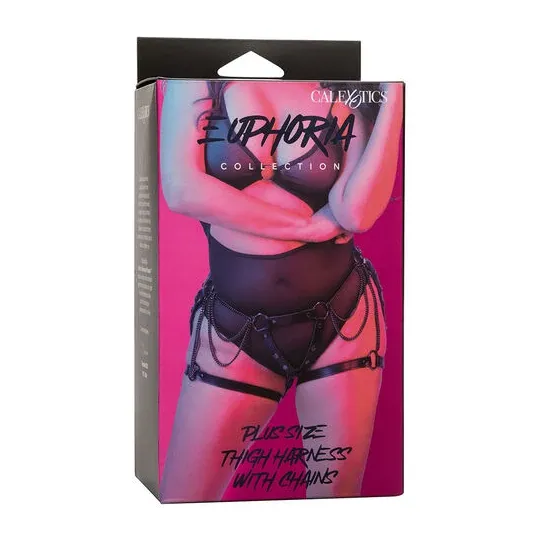 Harnais de cuisse multichaînes premium grande taille CALEXOTICS, cuir végétalien noir, boucles réglables", "en": "CALEXOTICS pre