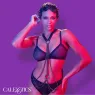 Harnais multichaîne premium Calexotics Euphoria en cuir végétalien noir, dos nageur avec boucle réglable et doublure velours.