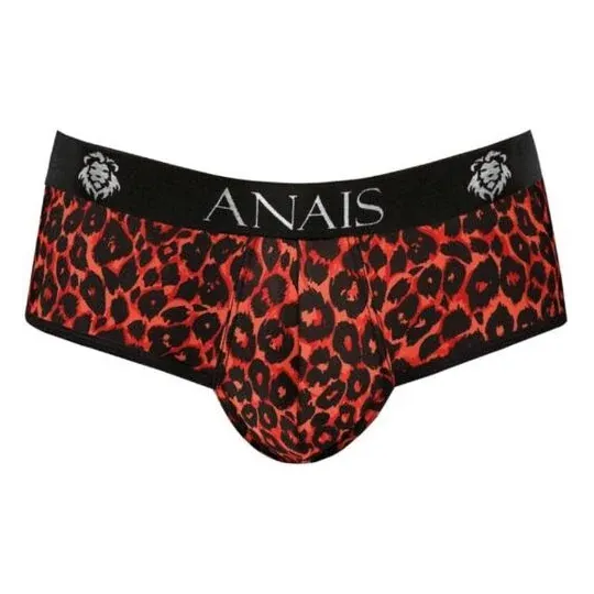 Herren Slip mit offenem Po ANAIS MEN JOCK aus roter Mikrofaser mit Tribal-Print - Größe XL