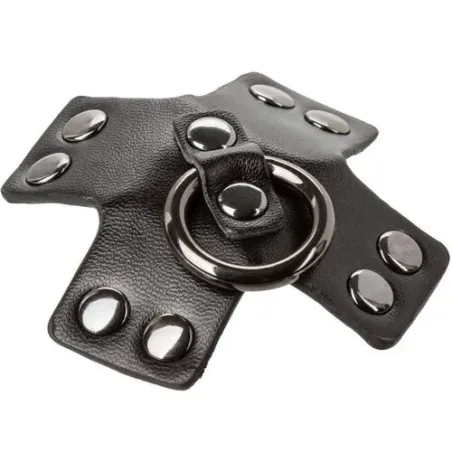 Cache-tétons adhésifs noirs CalExotics Euphoria avec joints toriques et rivets métalliques, réutilisables.
