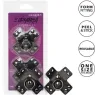 Cache-tétons adhésifs noirs CalExotics Euphoria avec joints toriques et rivets métalliques, réutilisables.