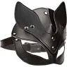 Maschera da gatto regolabile CalExotics in pelle vegana nera, interno velluto, chiusura a fibbia, per giochi BDSM