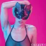 Maschera da gatto regolabile CalExotics in pelle vegana nera, interno velluto, chiusura a fibbia, per giochi BDSM