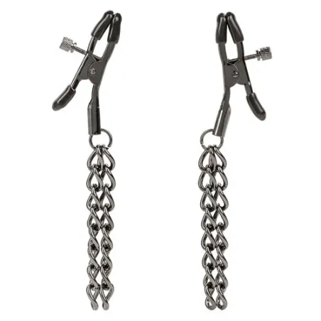 Calexotics Euphoria adjustable nipple clamps with double silver chain 14.5 cm front view