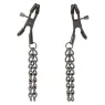 Pinze per capezzoli regolabili Calexotics Euphoria catena doppia argento 14,5 cm vista frontale
