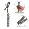 Pinzas para pezones ajustables Calexotics Euphoria cadena doble plateada 14,5 cm vista frontal" }, { "id_image": 10176, "fr": "P