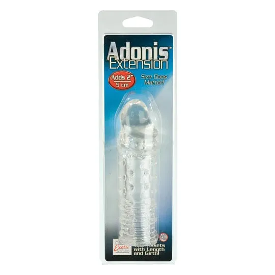 Extension pénienne Calexotics transparente 5 cm en silicone souple avec texture nervurée