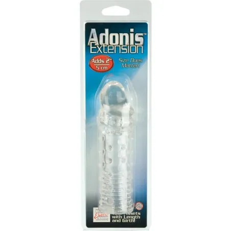 Extension pénienne Calexotics transparente 5 cm en silicone souple avec texture nervurée