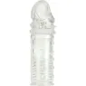 Extension pénienne Calexotics transparente 5 cm en silicone souple avec texture nervurée