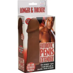 Extensión de pene futurótica marrón CALEXOTICS con anillo integrado para 5 cm de longitud adicional