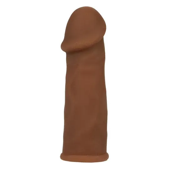 Estensione del pene futuorica marrone CALEXOTICS con anello integrato per 5 cm di lunghezza aggiuntiva