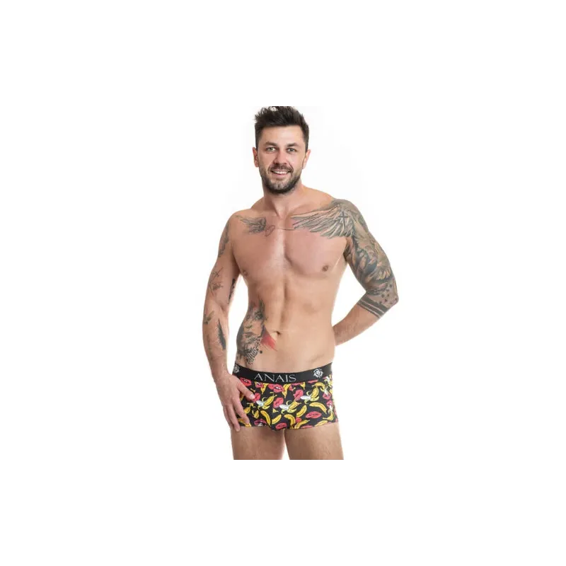 Boxer banana homme imprimé fruit ANAIS MEN en lycra doux, couleur jaune banane, coupe sportive