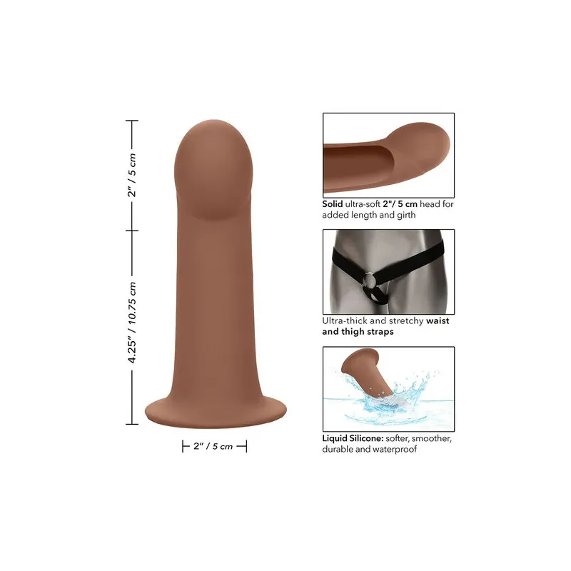 CalExotics Performance Maxx Penisverlängerung aus braunem Silikon mit Gurtzeug für mehr Länge