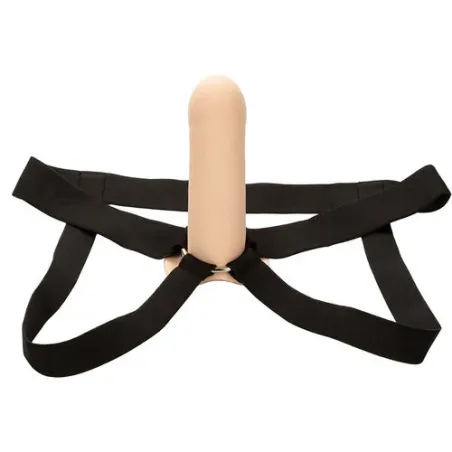 Extensión de pene de silicona 5 cm CalExotics con arnés color piel clara – alargador íntimo para mayor placer