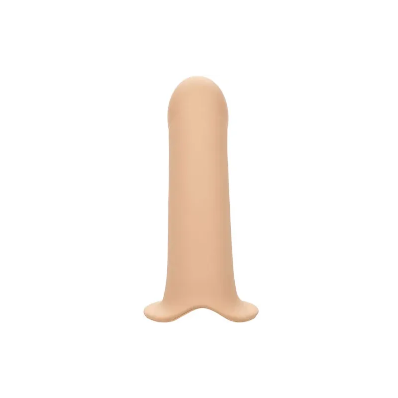 Penisextension aus Silikon 5 cm von CalExotics mit hellhautfarbenem Harness – Verlängerung für intensivere Empfindungen