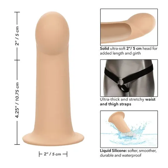 Extension pénienne silicone 5 cm CalExotics avec harnais peau claire – accessoire intime allongeant le pénis pour sensations pro
